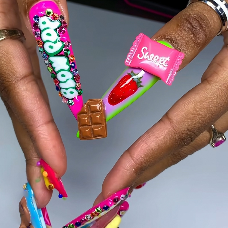 30 قطعة مضحك الكرتون الحلوى مس - مراجعة Nail Art Valentines Day وسعره