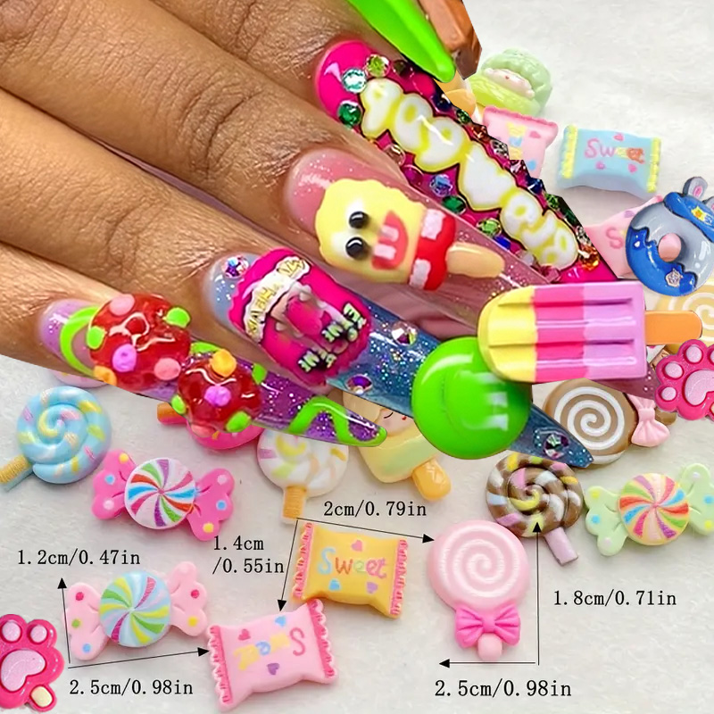 30 قطعة مضحك الكرتون الحلوى مس - مراجعة Nail Art Valentines Day وسعره