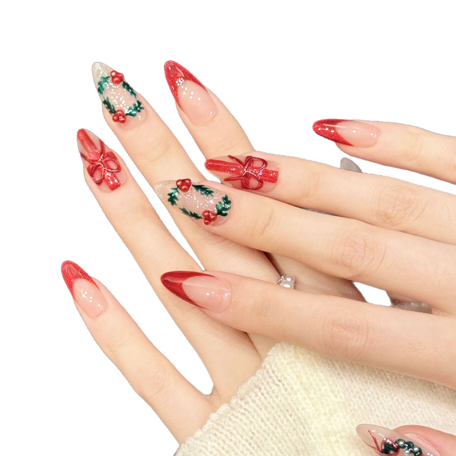 10 قطعة عيد الميلاد الأحمر عار - مراجعة Nail Art Press On وسعره