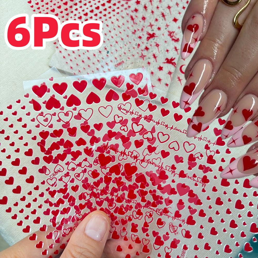 6 قطعة/المجموعة الأحمر الحب ال - مراجعة Nail Art Valentines Day وسعره